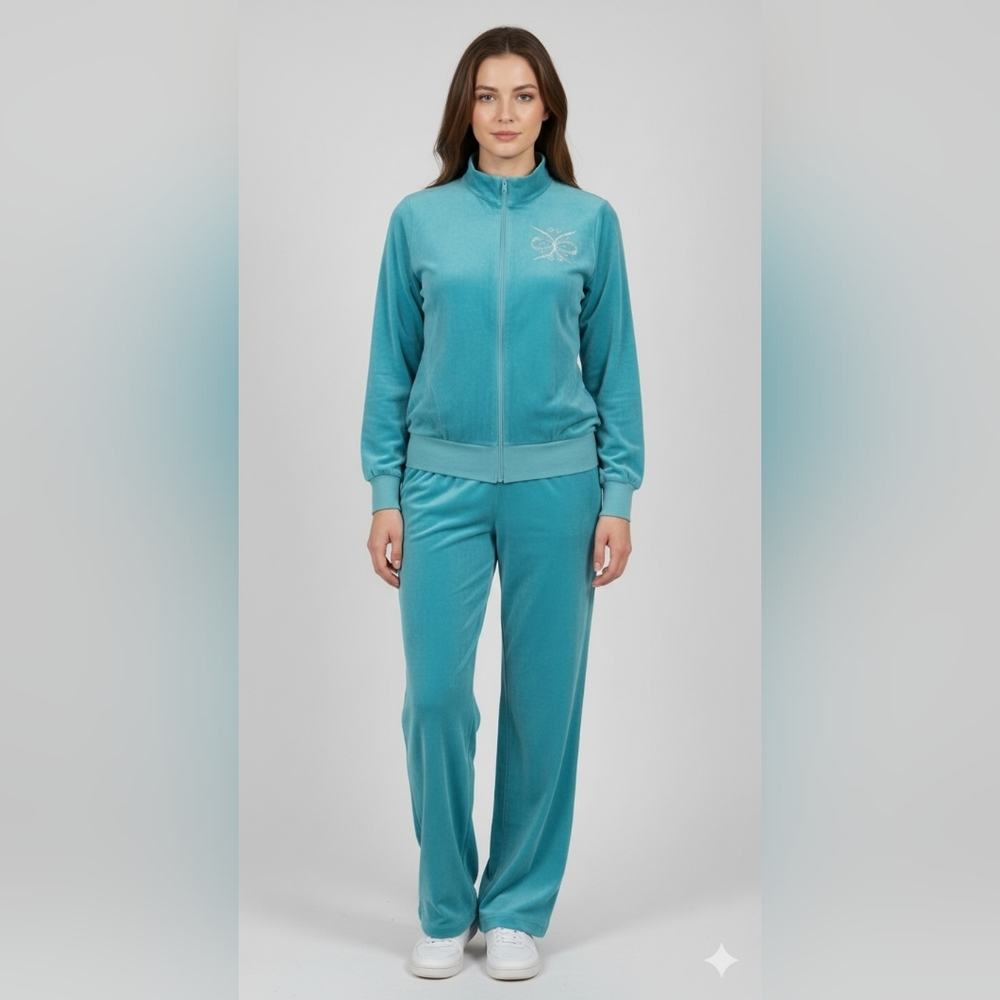 Active Wear Women's Blue Vintage Fleece Active Set/Tracksuit Sz Medium (12/14)